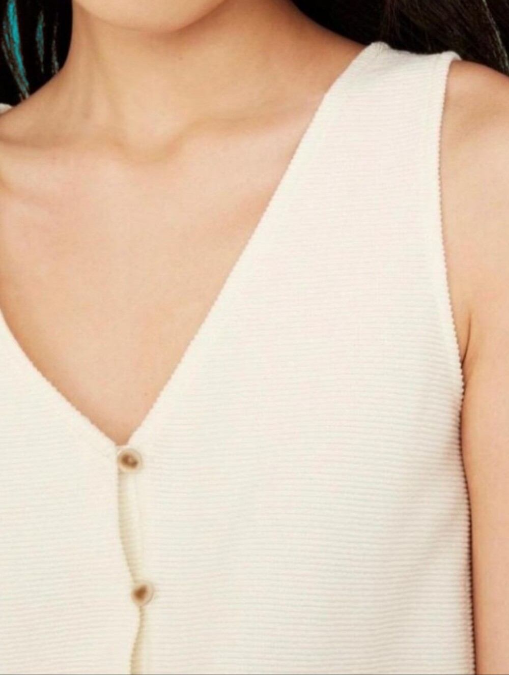Madewell Texture and Thread Cropped Button Down Tie Front Tank Top - ivory - M - Picture 5 of 9